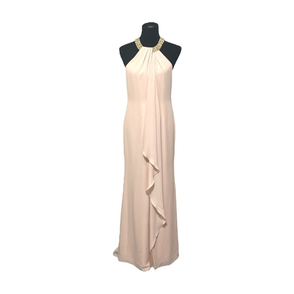 Calvin Klein Draped Chiffon Halter Gown - Picture 3 of 4